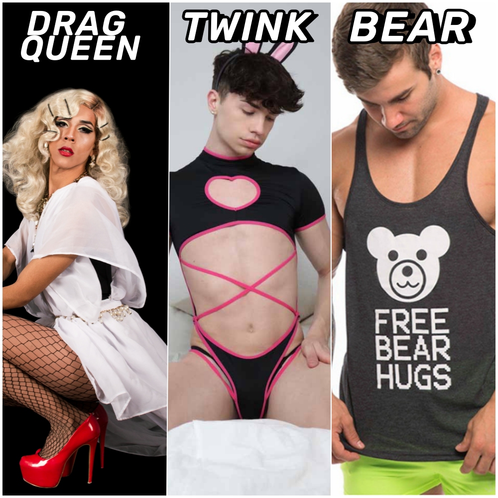 picture of drag queen, twink & bear gay